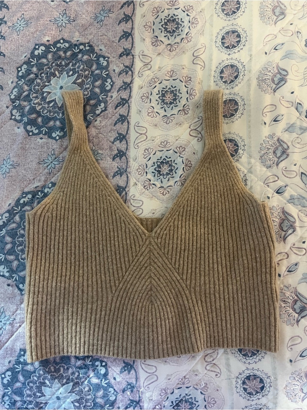 J. Crew Ribbed Cashmere Crop Tank Top - Tan